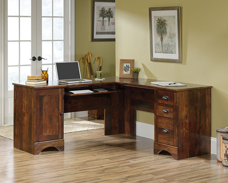 Thumbnail: Sauder® Harbor View Collection Corner Computer Desk, Curado Cherry