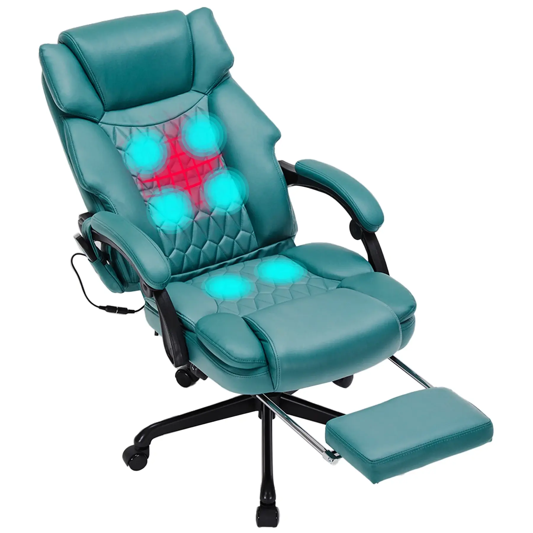 HESL Executve HighBack Massage Office Chair with Foot Rest 6 Points Vibration an