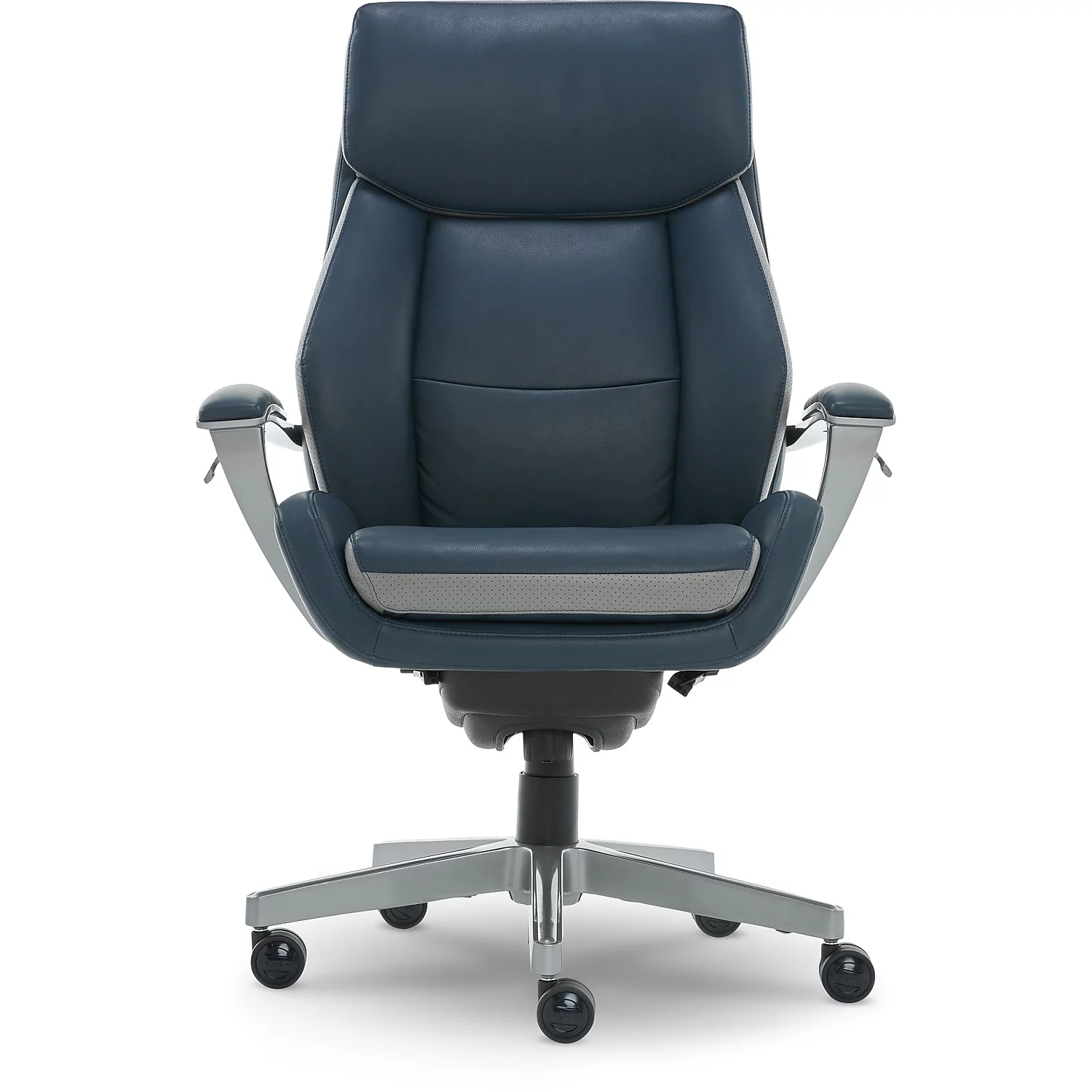 Thumbnail: La-Z-Boy Alton Ergonomic Bonded Leather Swivel Executive Chair Blue