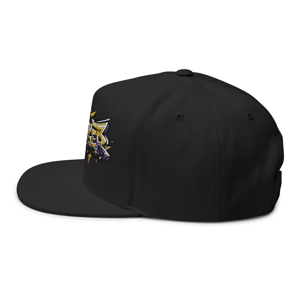 Thumbnail: Embroidered Flat Bill Cap — Graffiti “Savenger” Streetwear Hat