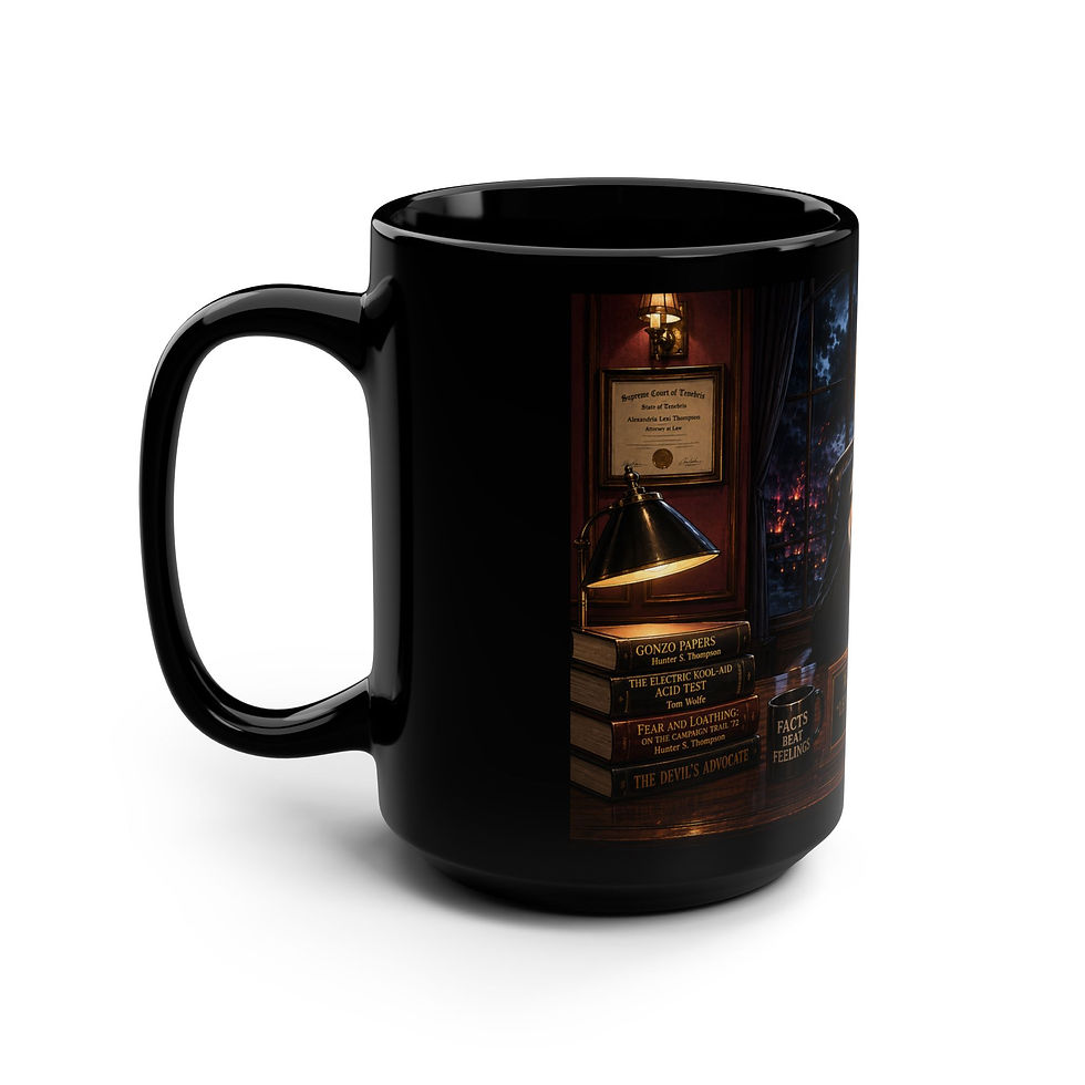 Thumbnail: 15oz Black Mug — Alexandria “Lexi” Thompson Lawyer Office Illustration