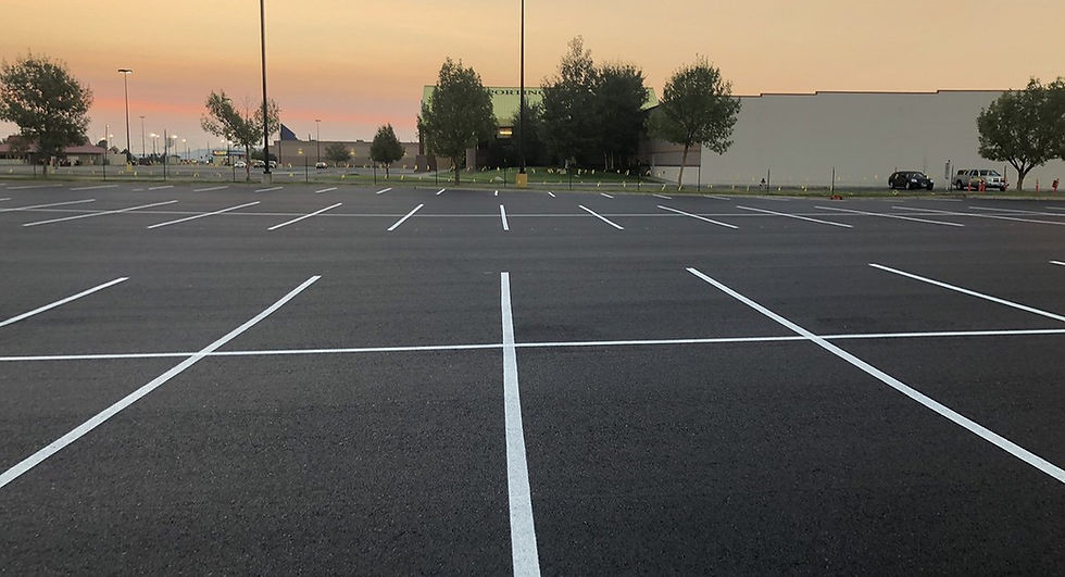 parking lot at sunset with freshly painted lines