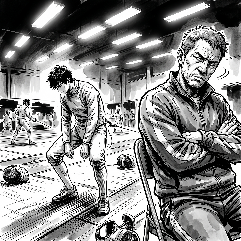 【劍擊運動比賽心理策略】教練那零點幾秒的搖頭,成了刺進選手心臟的最沉重一劍