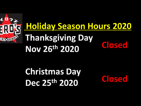 Holiday Seasons Closure 2020