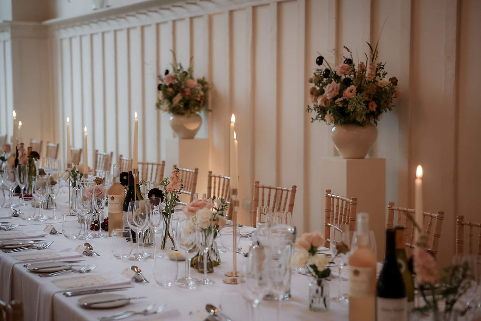 romantic, elegant, soft autumnal wedding reception flowers
