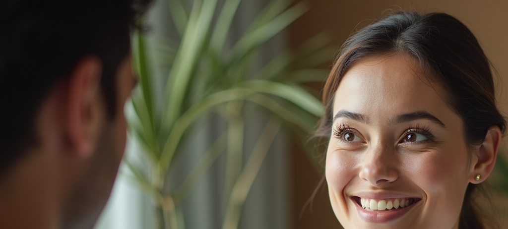 Eye-level view of a naturopathic consultation with iris analysis