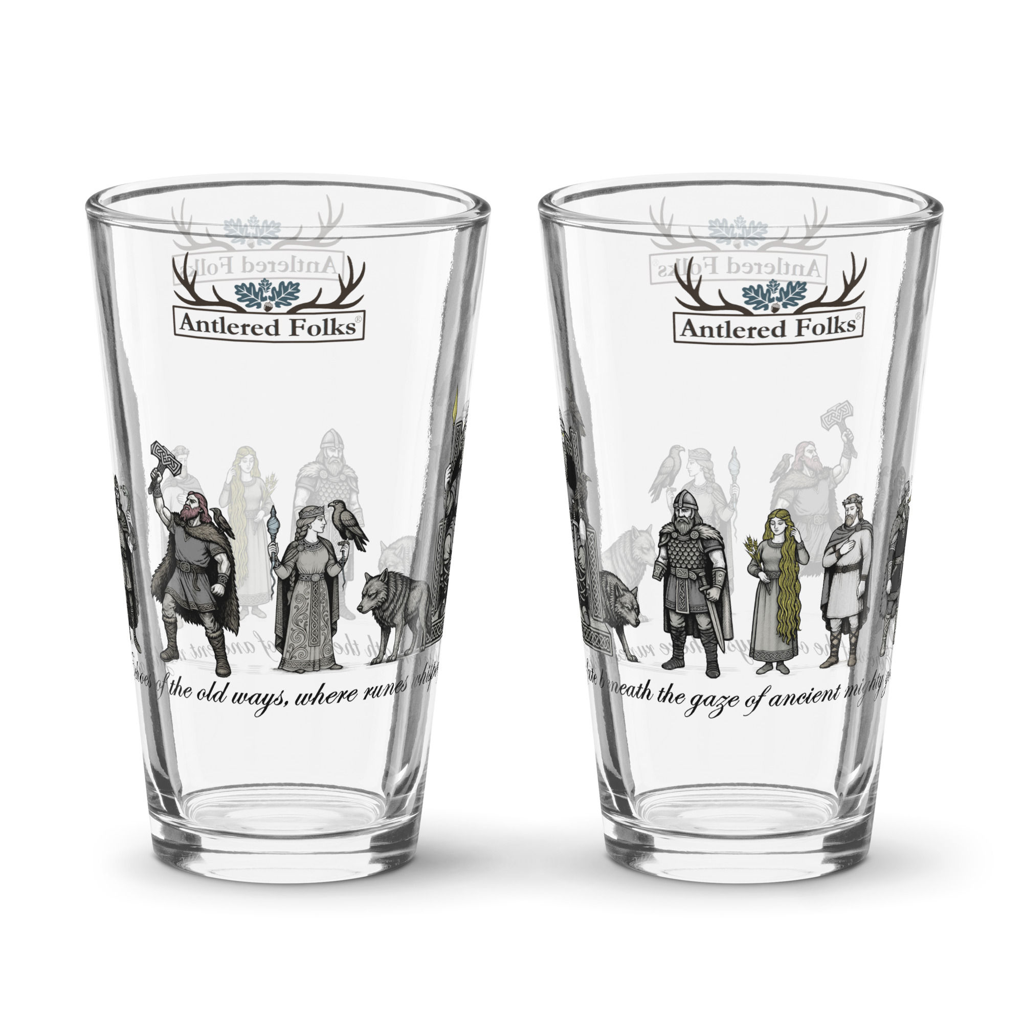 Antlered_Folks Norse Mythology Viking Gods Aesir Glass, 16 Oz / 47cl