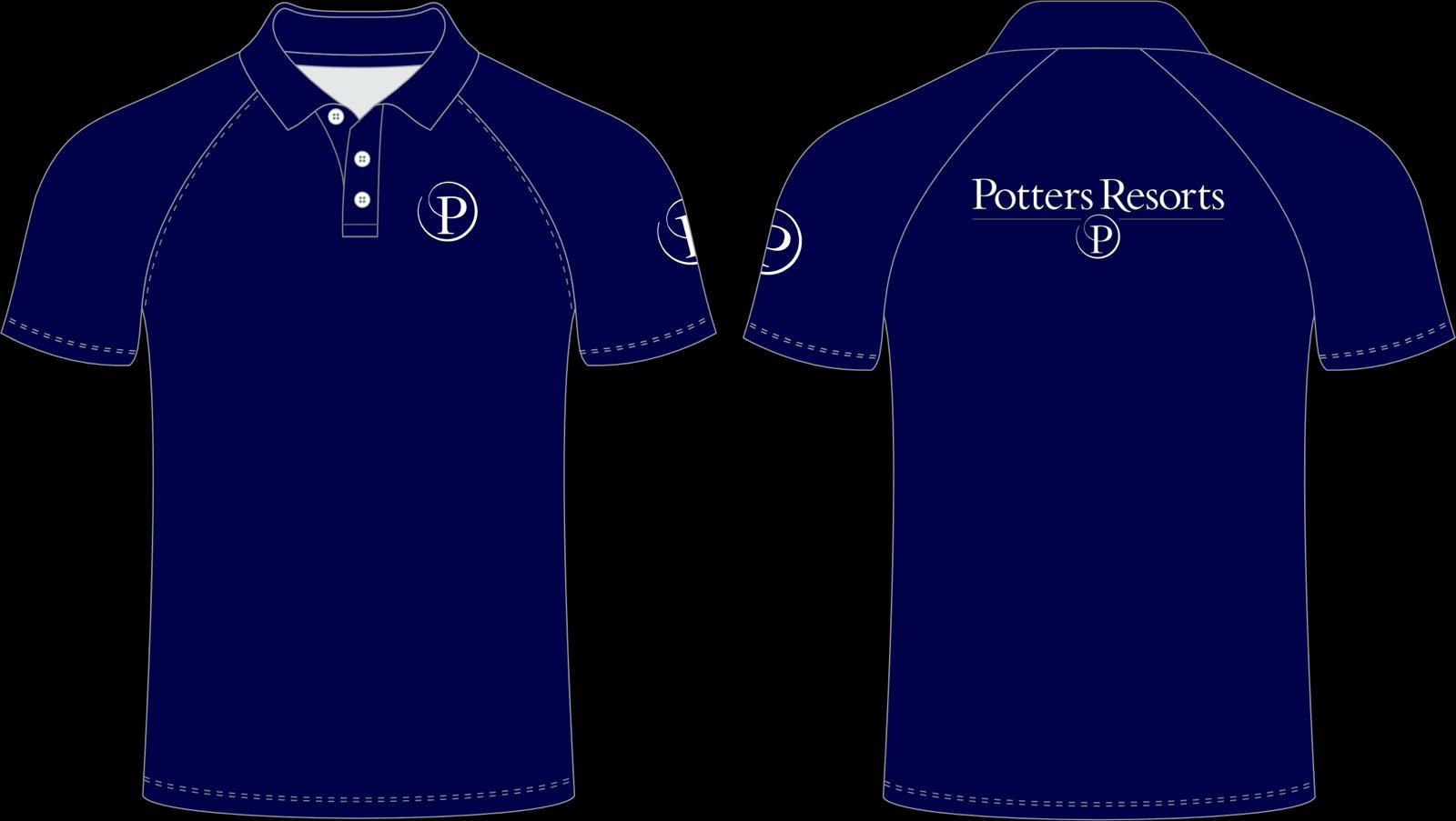 Potters Navy Polo Embriodery