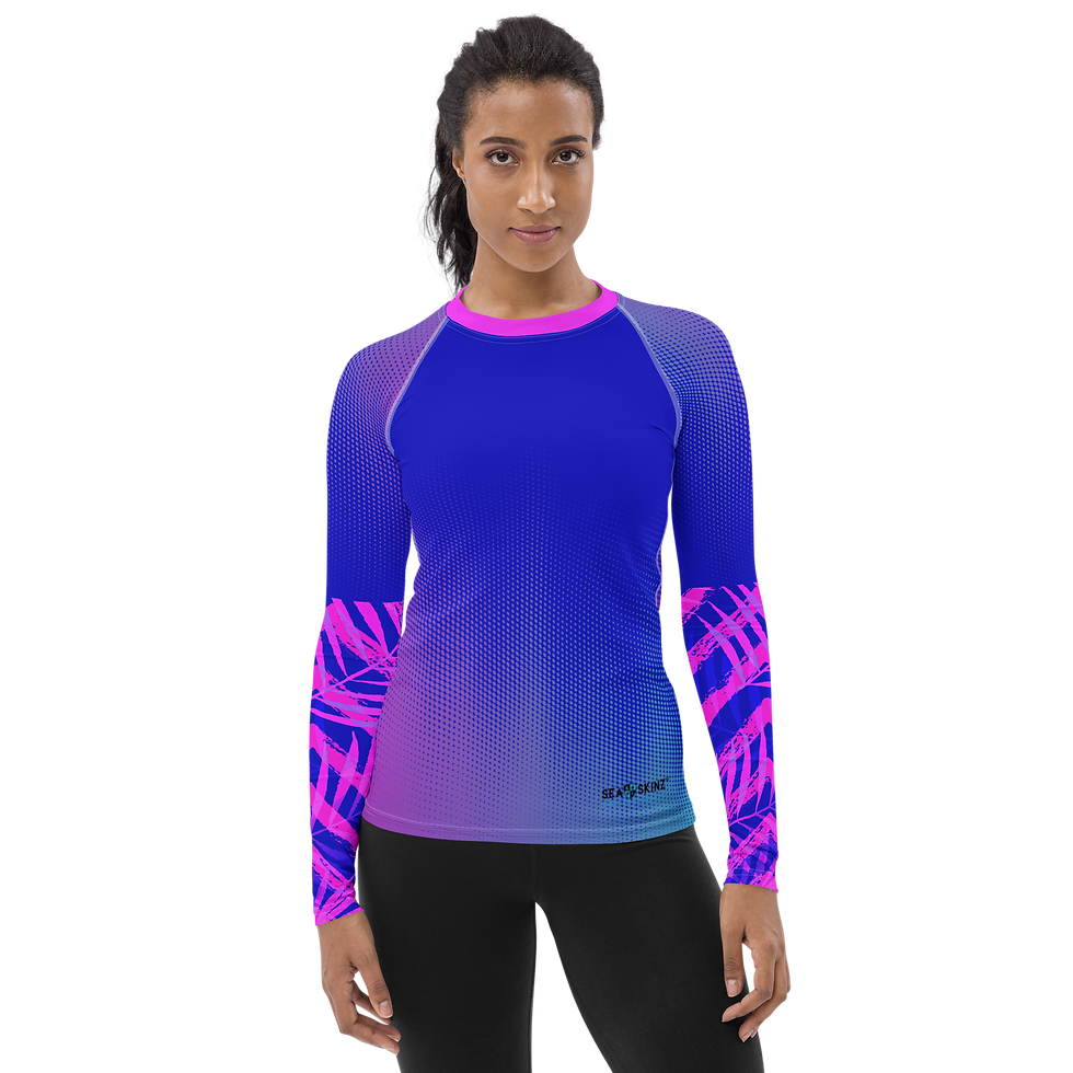 Hình thu nhỏ: Find Your Coast® Áo Rash Guard hoa cọ đốm UPF 50+