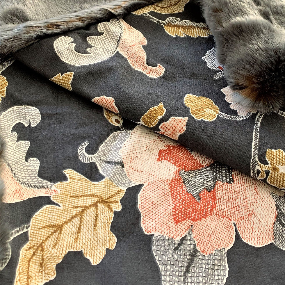 Thumbnail: Two Tone Gray/Amber Handmade Luxury Throw With Floral Backing