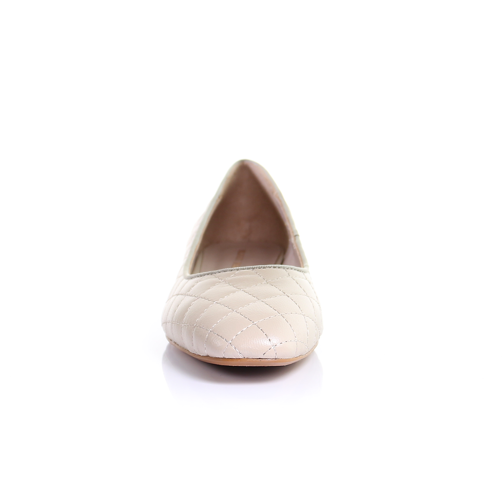 Thumbnail: Classic Leather Square Toe Ballerina - (Light Beige)