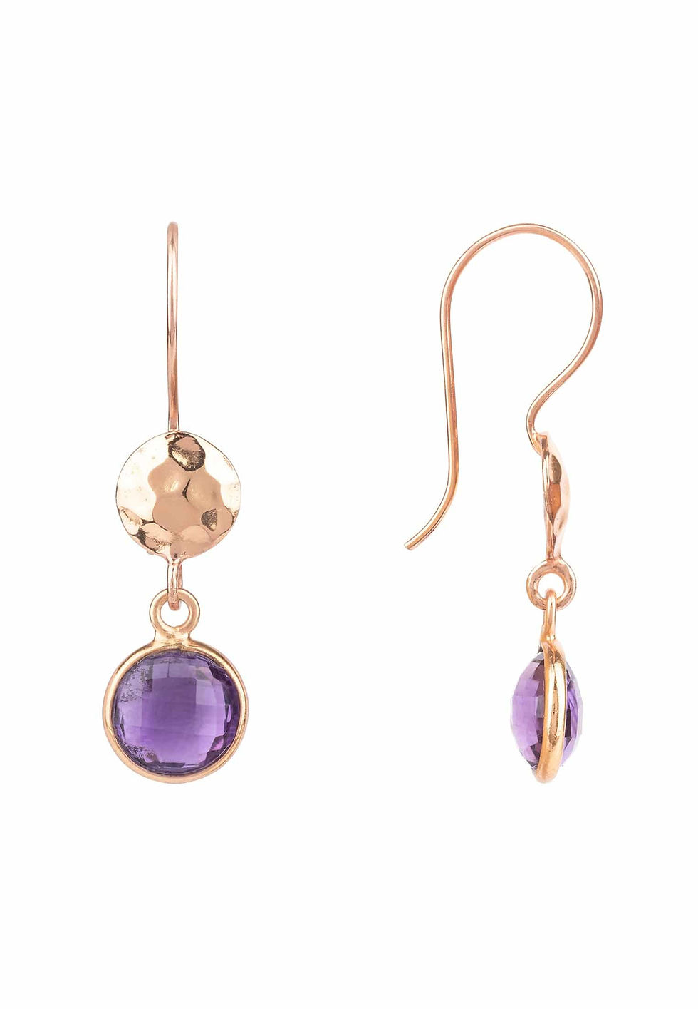 Hình thu nhỏ: Bông tai vòng và búa đá Amethyst vàng hồng