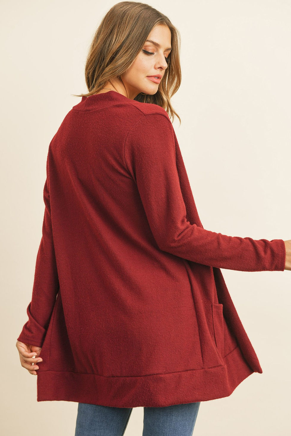 Thumbnail: Hacci Brushed Open Front Cardigan