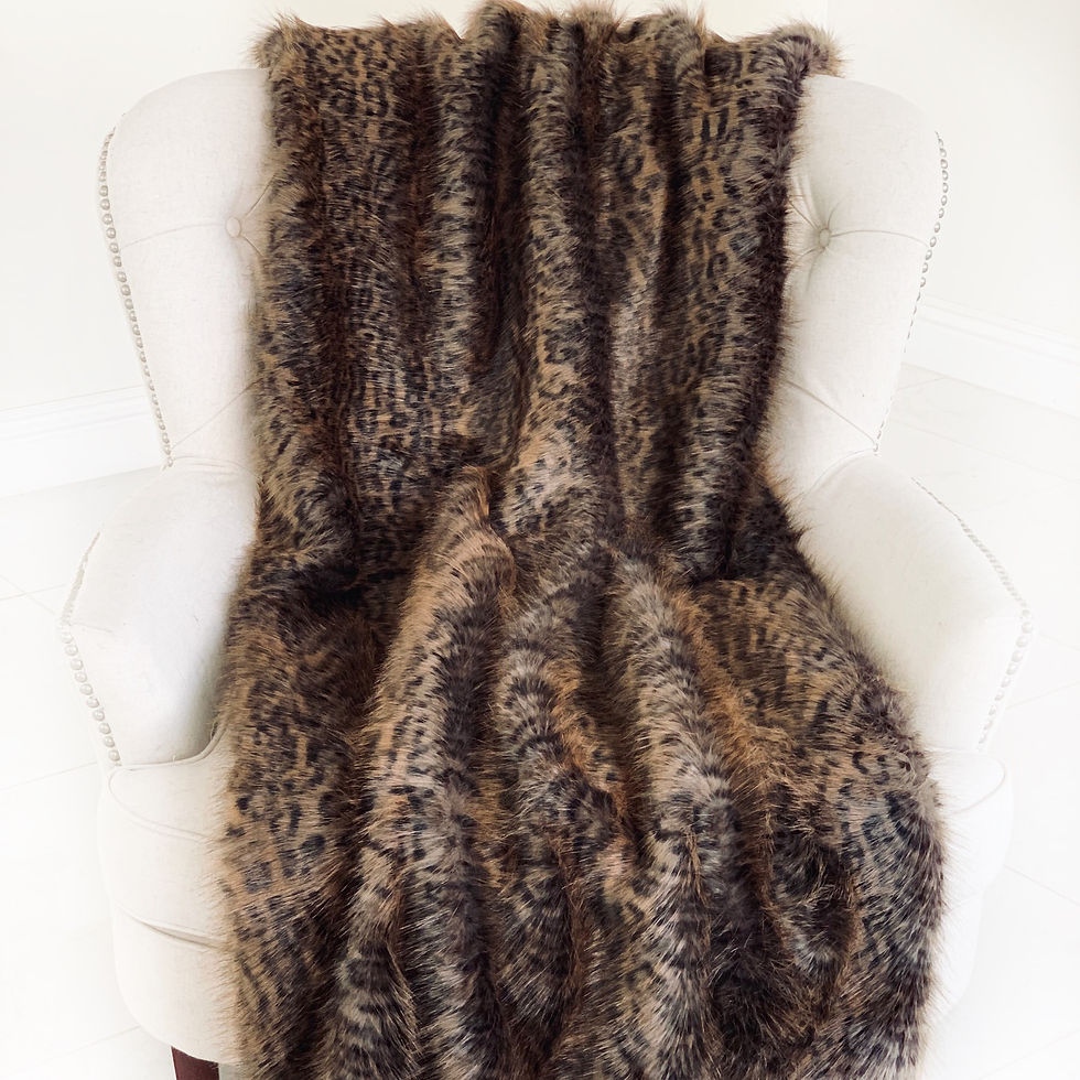 Hình thu nhỏ: Chăn lông thú giả cao cấp thủ công Plush Tawny WildCat