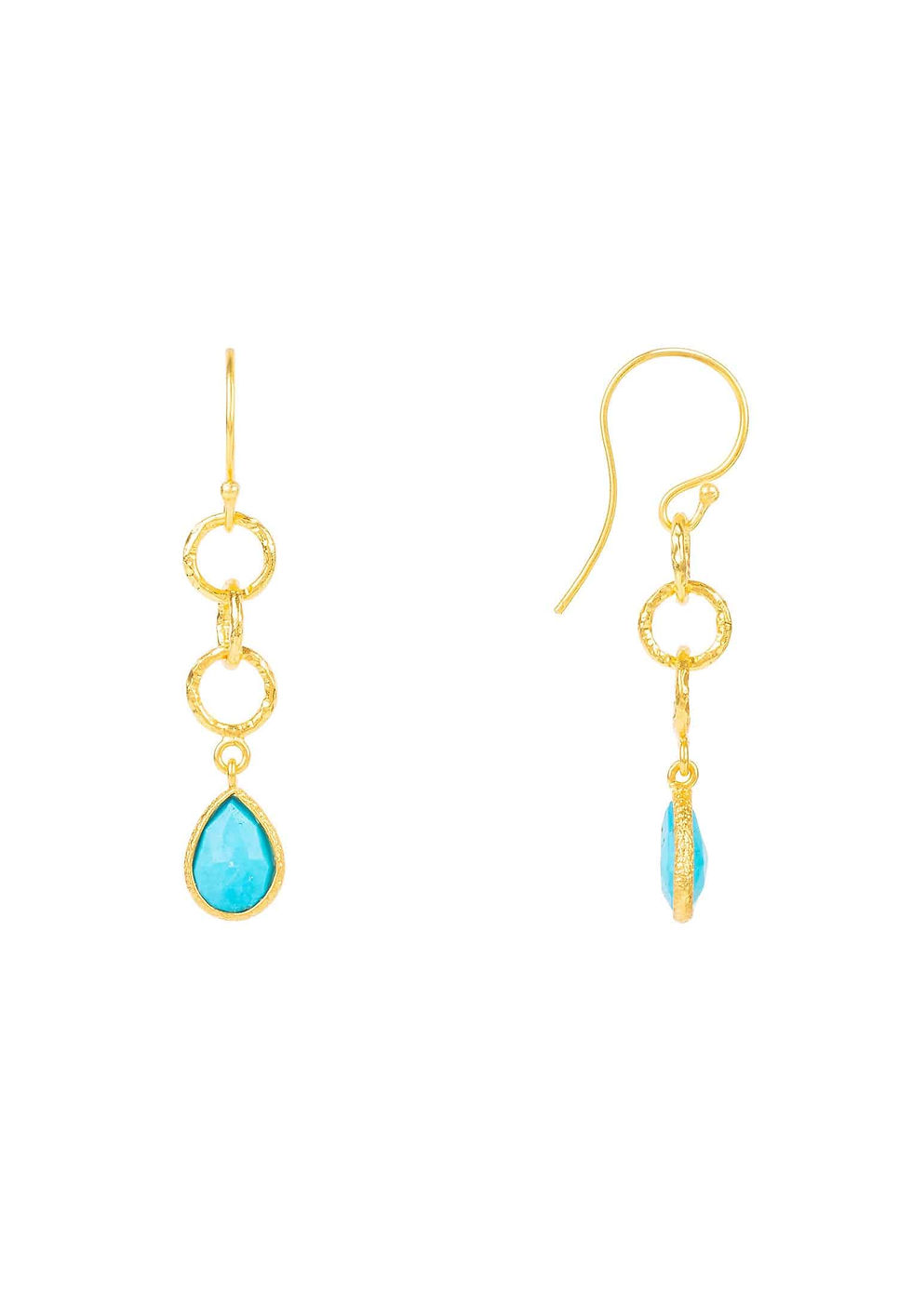 Thumbnail: Linked Gemstone Drop Earrings Gold Turquoise