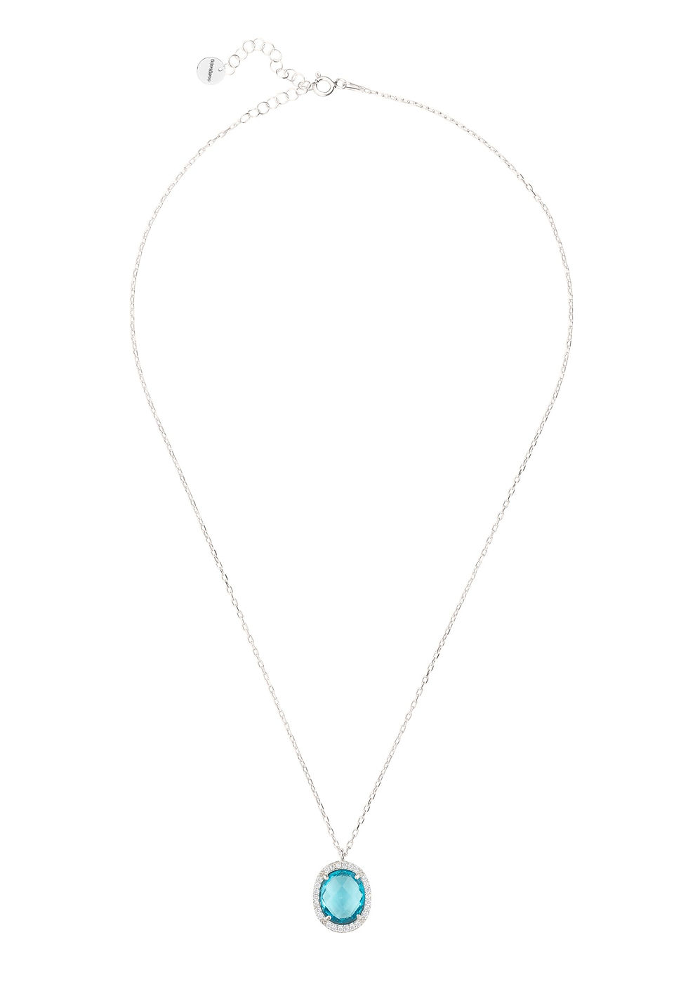 Thumbnail: Beatrice Oval Gemstone Pendant Necklace Silver Blue Topaz Hydro