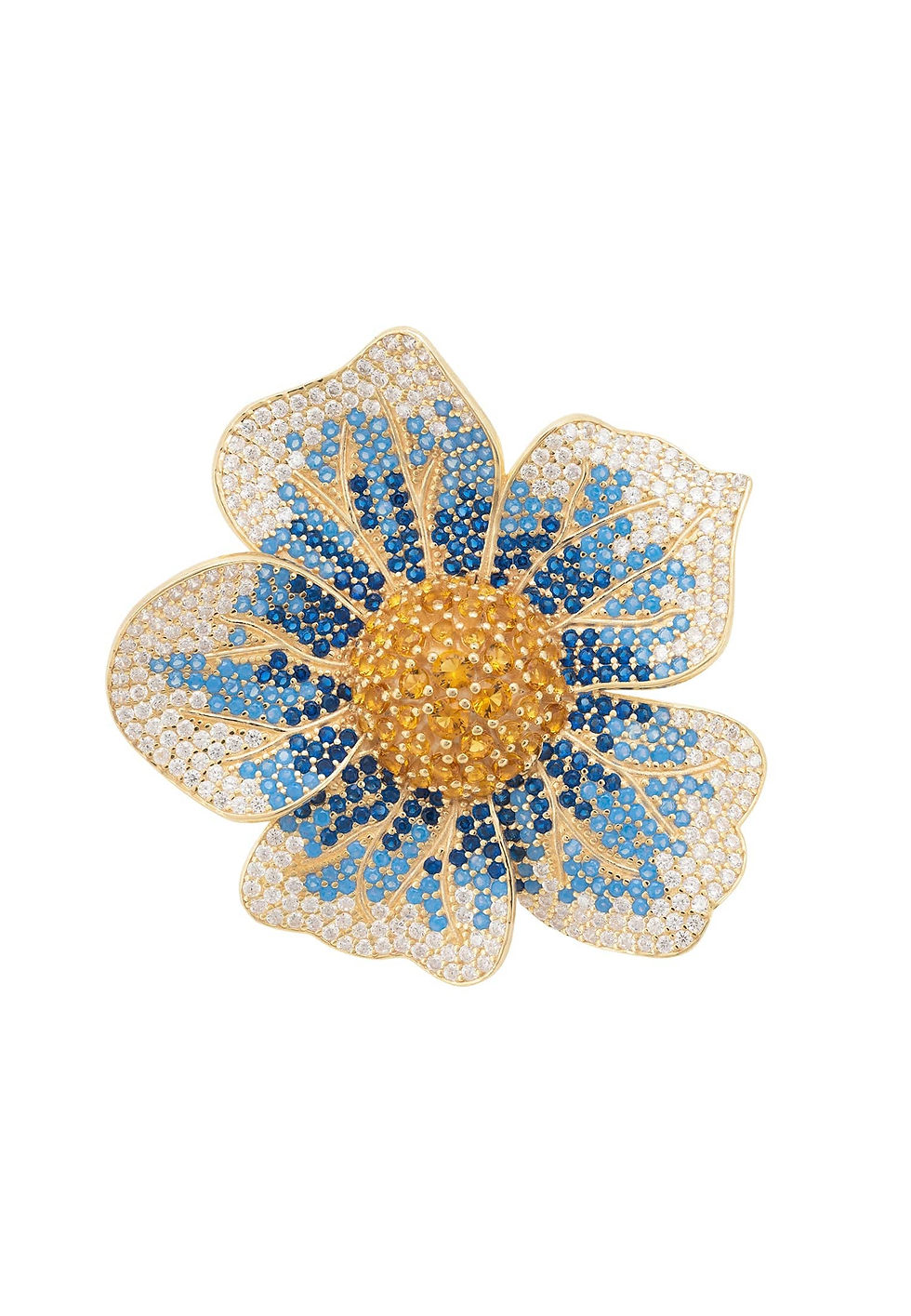Thumbnail: Pansy Flower Blue Ring Gold