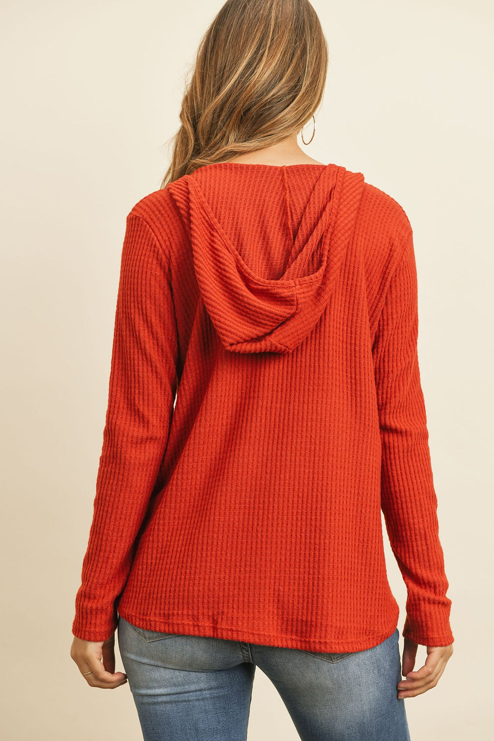 Thumbnail: V-Neck Long Sleeved Waffle Top