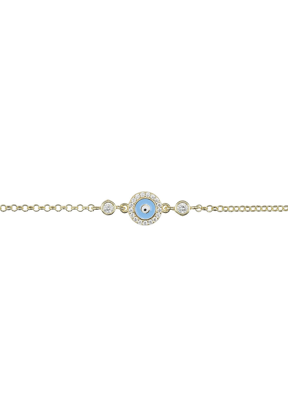 Thumbnail: Evil Eye Enamel Light Blue Bracelet Gold