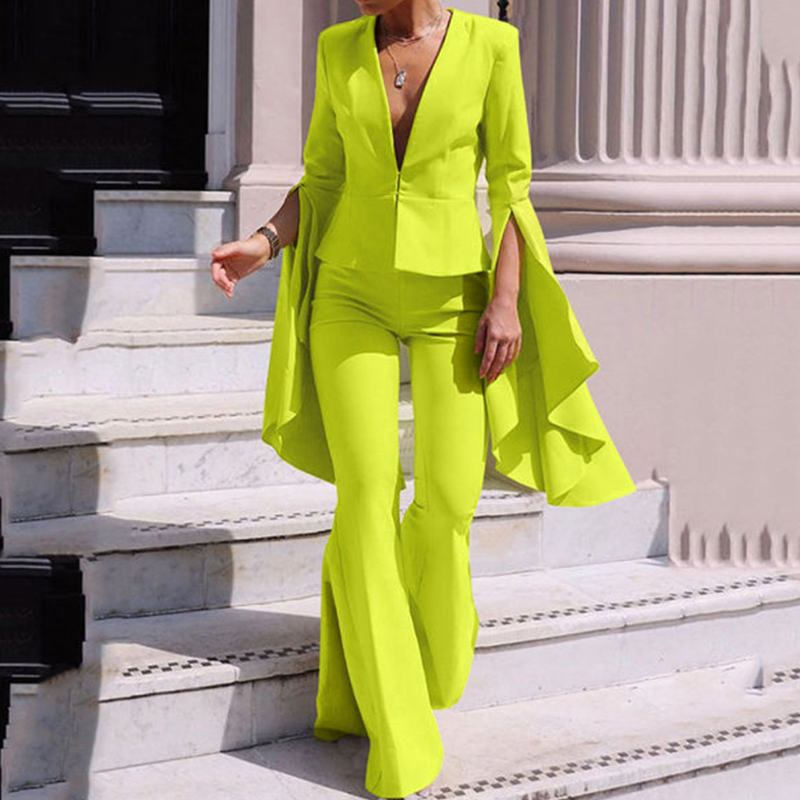 Thumbnail: 2PCS Elegant Sets 2023 Fashion Casual Solid Color Party Pants Suits