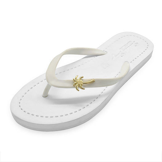 Thumbnail: Gold Palm Tree - Studs Flat Flip Flops Sandals