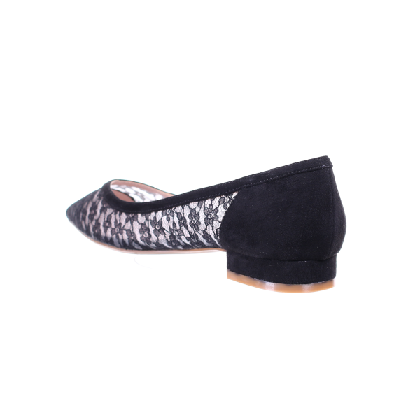 Thumbnail: Lace Pointed Toe Ballerina (Black)
