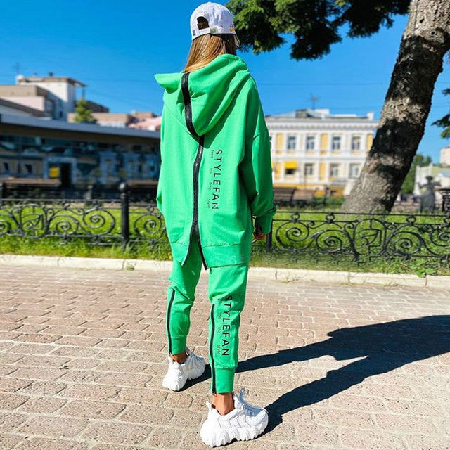 Thumbnail: Women Letter Sweatshirts 2Piece Sets Tracksuit Oversized Suit 2022