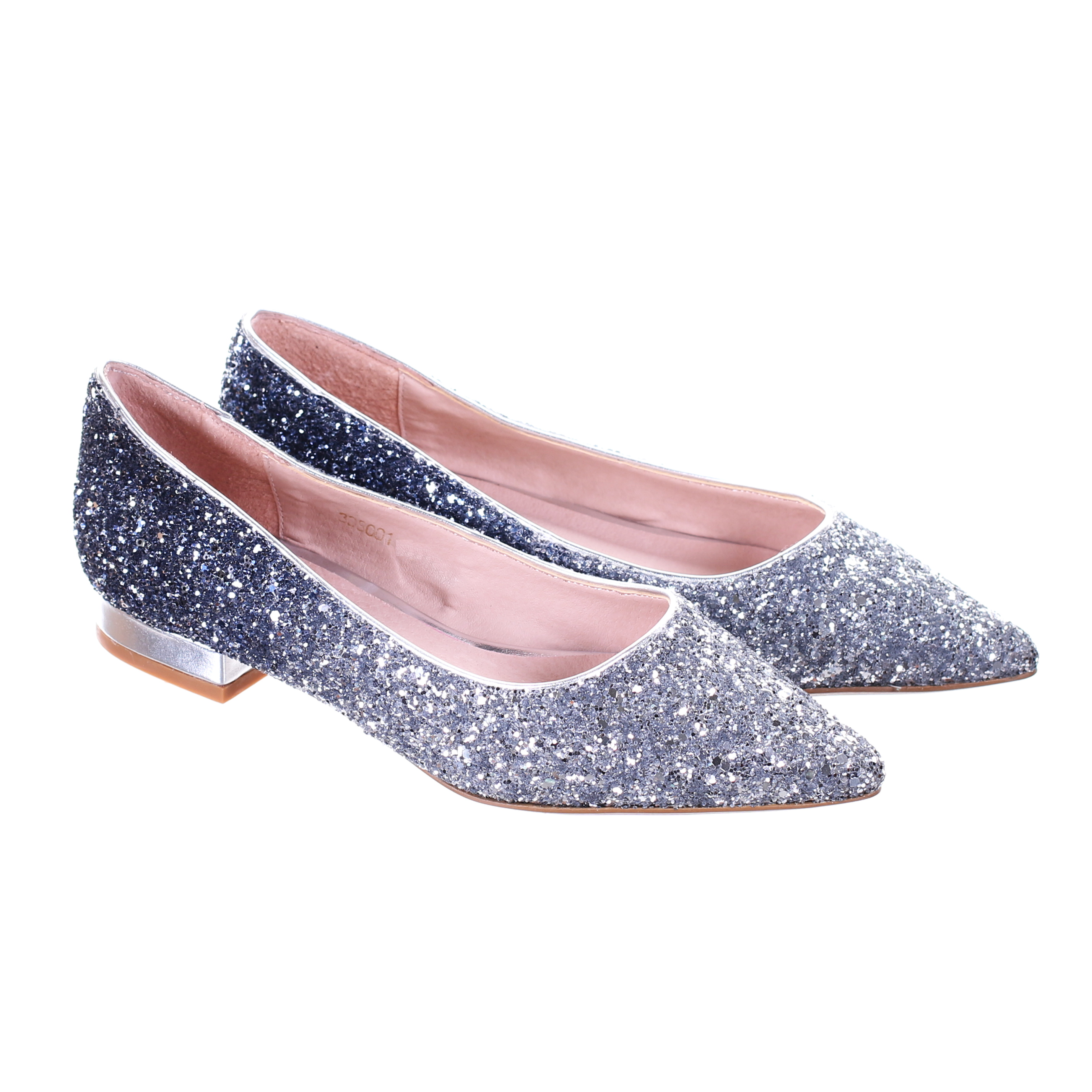 Glitter Pointed Toe Ballet Flats (S/Blue)