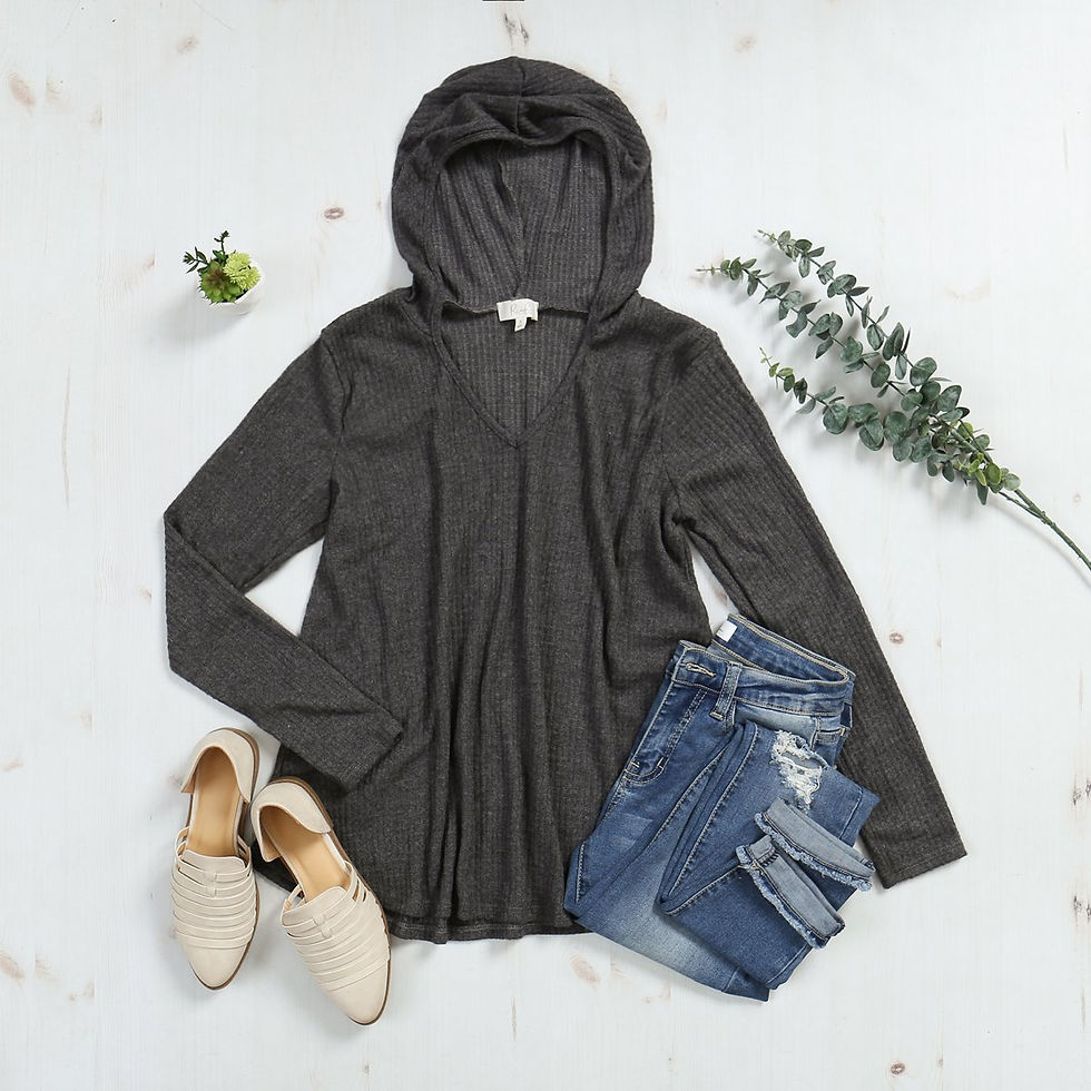 Thumbnail: V-Neck Long Sleeved Waffle Top