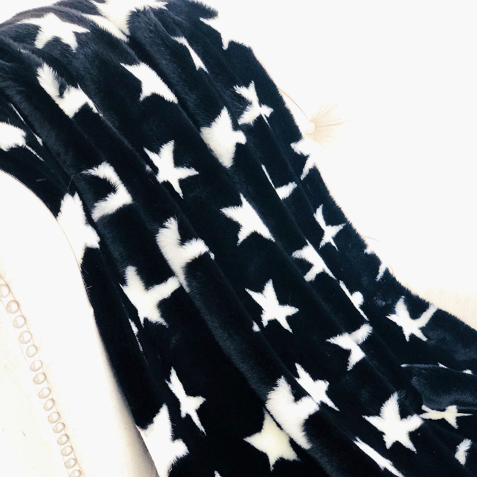 Thumbnail: Black and White Stars Soft Handmade Luxury Throw