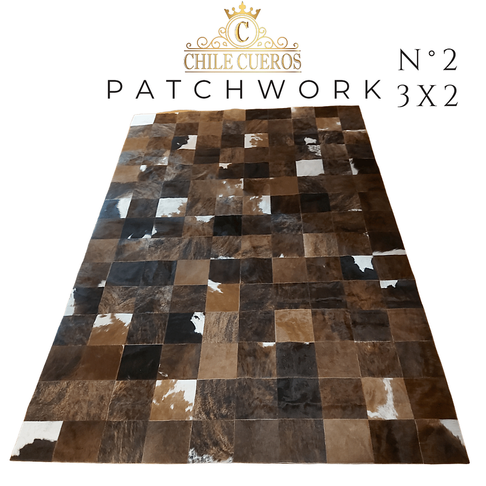 Miniatura: Alfombra de cuero vacuno en pelo modelo Patchwork