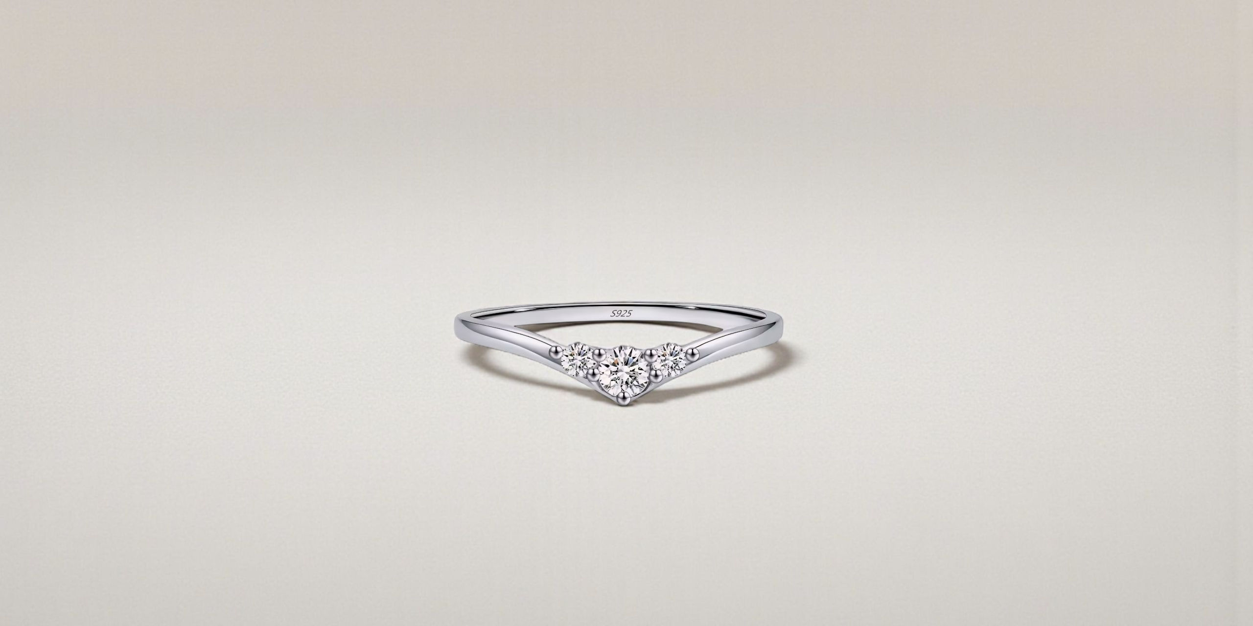 Dainty Moissanite V-Shaped Ring – 925 Sterling Silver, Sizes 5–9