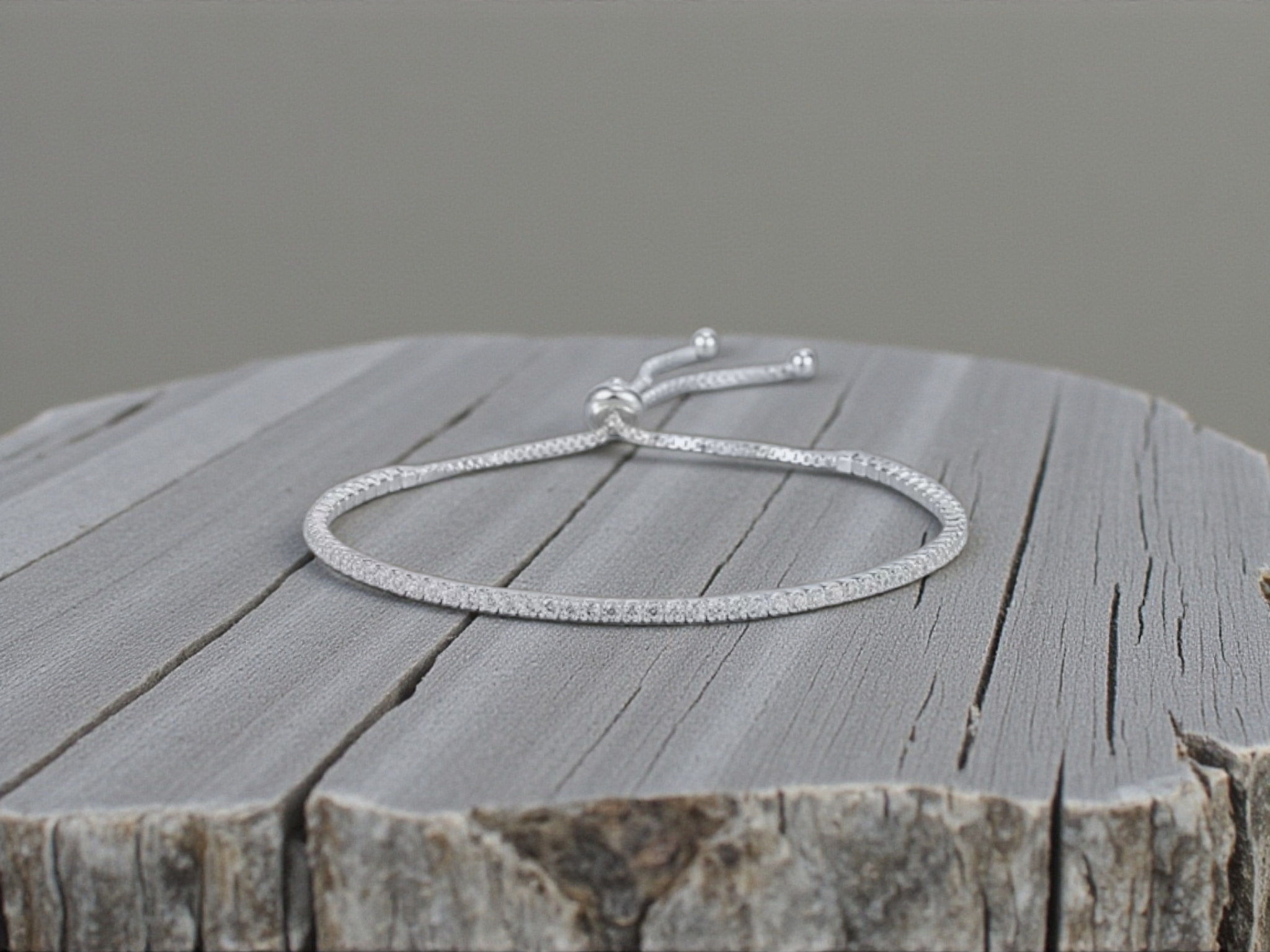 Adjustable Sterling Silver CZ Tennis Bracelet — Dainty Slider Style