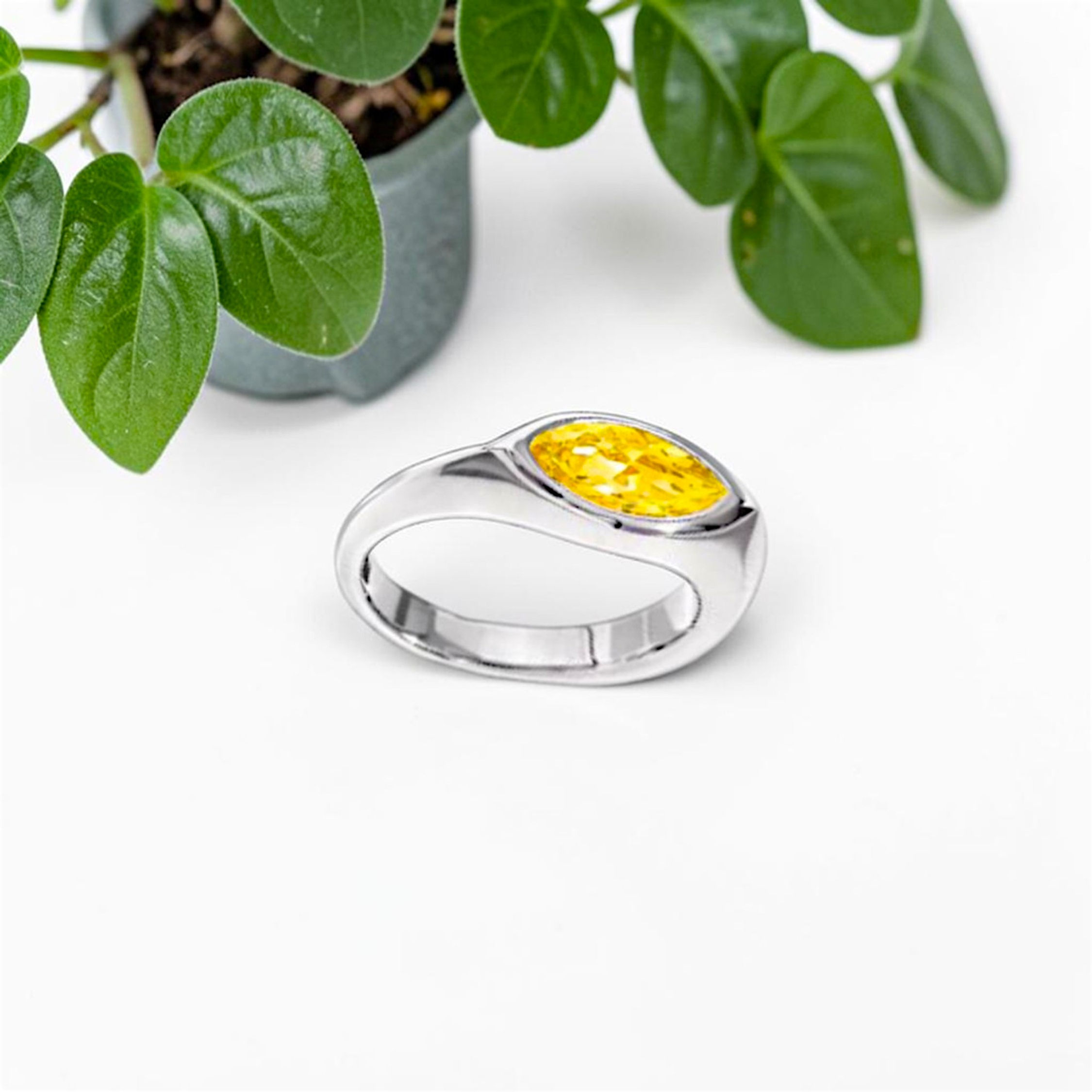 Marquise CZ Signet Ring – Stainless Steel