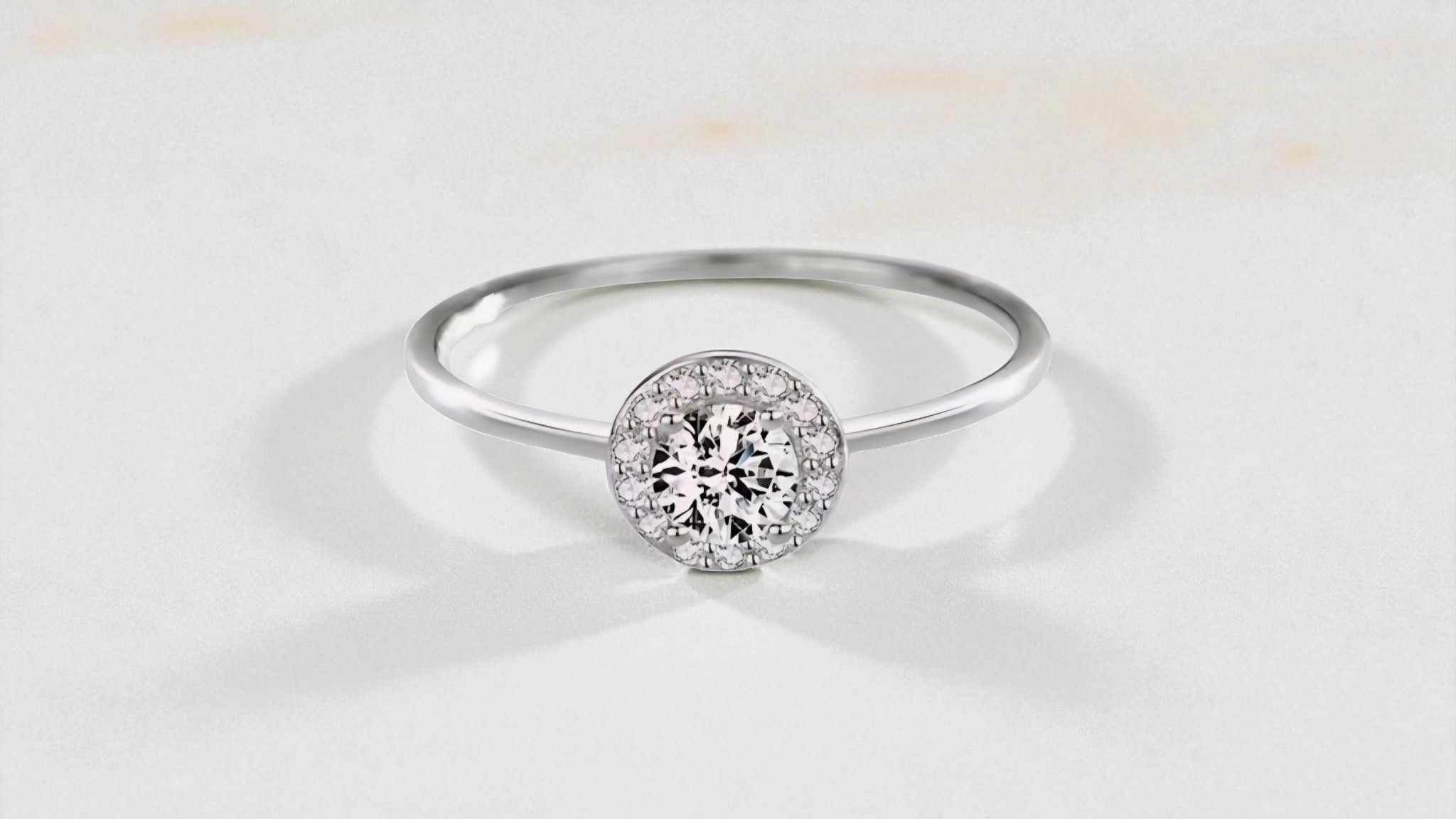 Dainty Halo Sparkle Ring – Hypoallergenic, Sizes 5–9