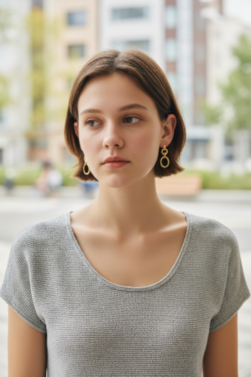 Thumbnail: Golden Orbit Dangle Earrings