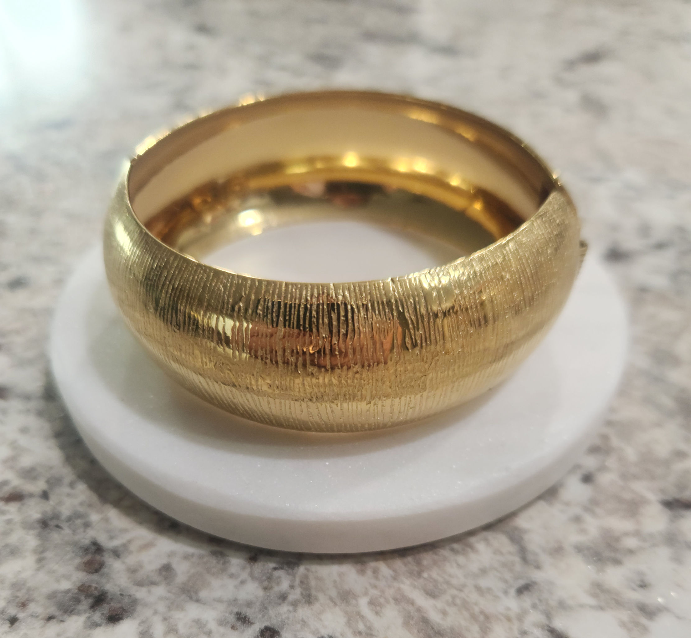 Gold PVD Ribbed Cuff Bracelet – Bold Statement Bangle, tarnish resistant