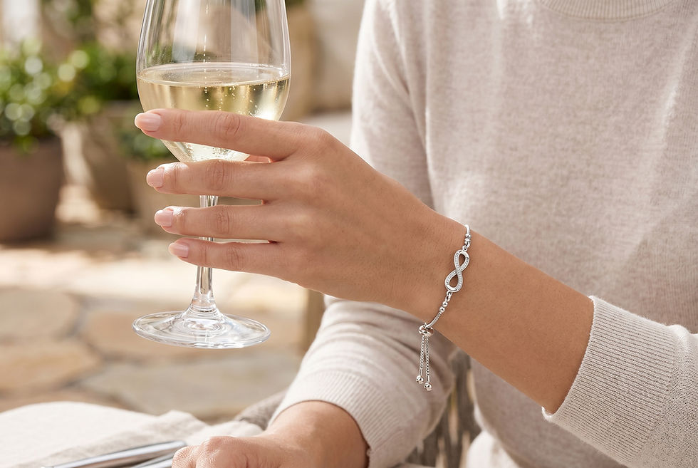 Thumbnail: Sterling Silver Infinity Bolo Bracelet w/ Cubic Zirconia
