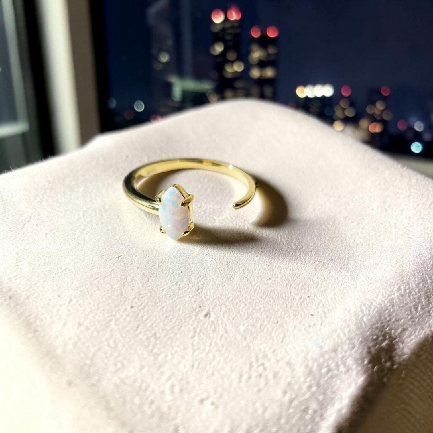Sterling Silver Simulated Opal Ring – Gold or Rhodium Plated