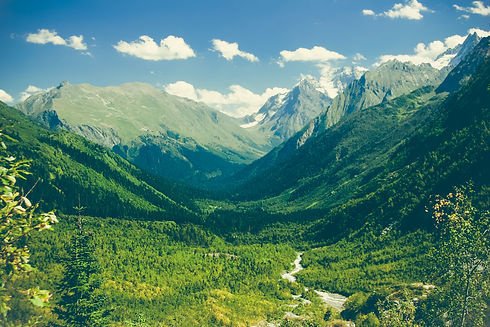 Mountain Valley, A Top View Of The River Bed.landscape With A Mountain River. Landscape Wi