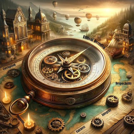 Gold and bronze old fashioned compass