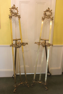Pair of early 20th c brass easels