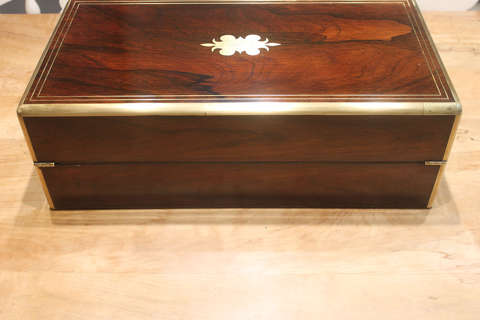 Thumbnail: A large 19th century rosewood writing slope with brass inlay