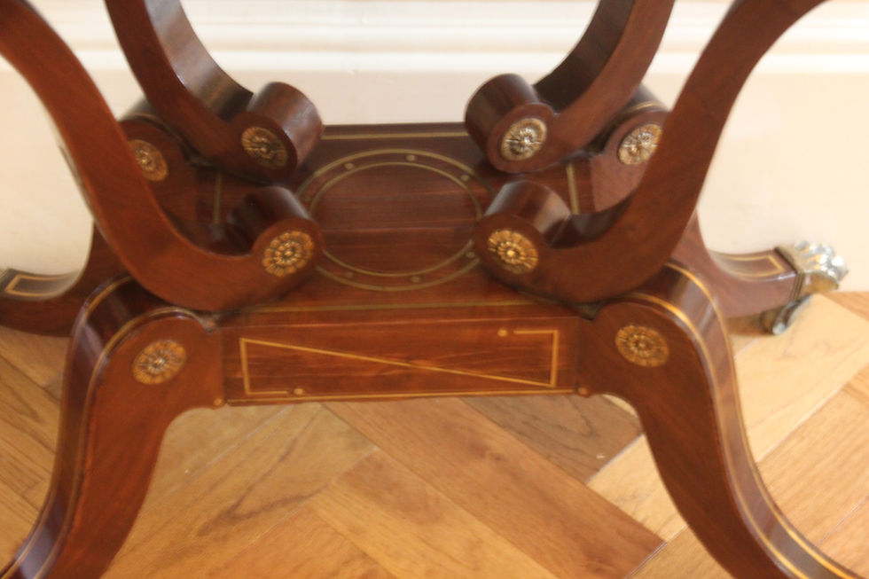 Thumbnail: A fine Regency period mahogany brass inlaid fold-over card table
