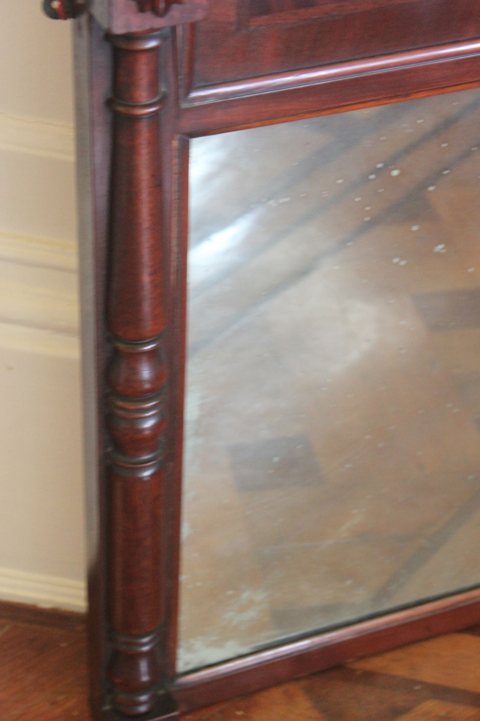 Thumbnail: A fine late George IV mahogany pier mirror in mahogany