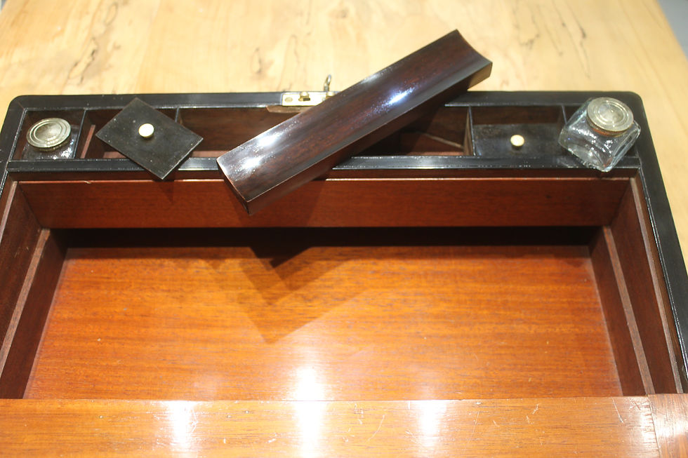 Thumbnail: A large 19th century rosewood writing slope with brass inlay