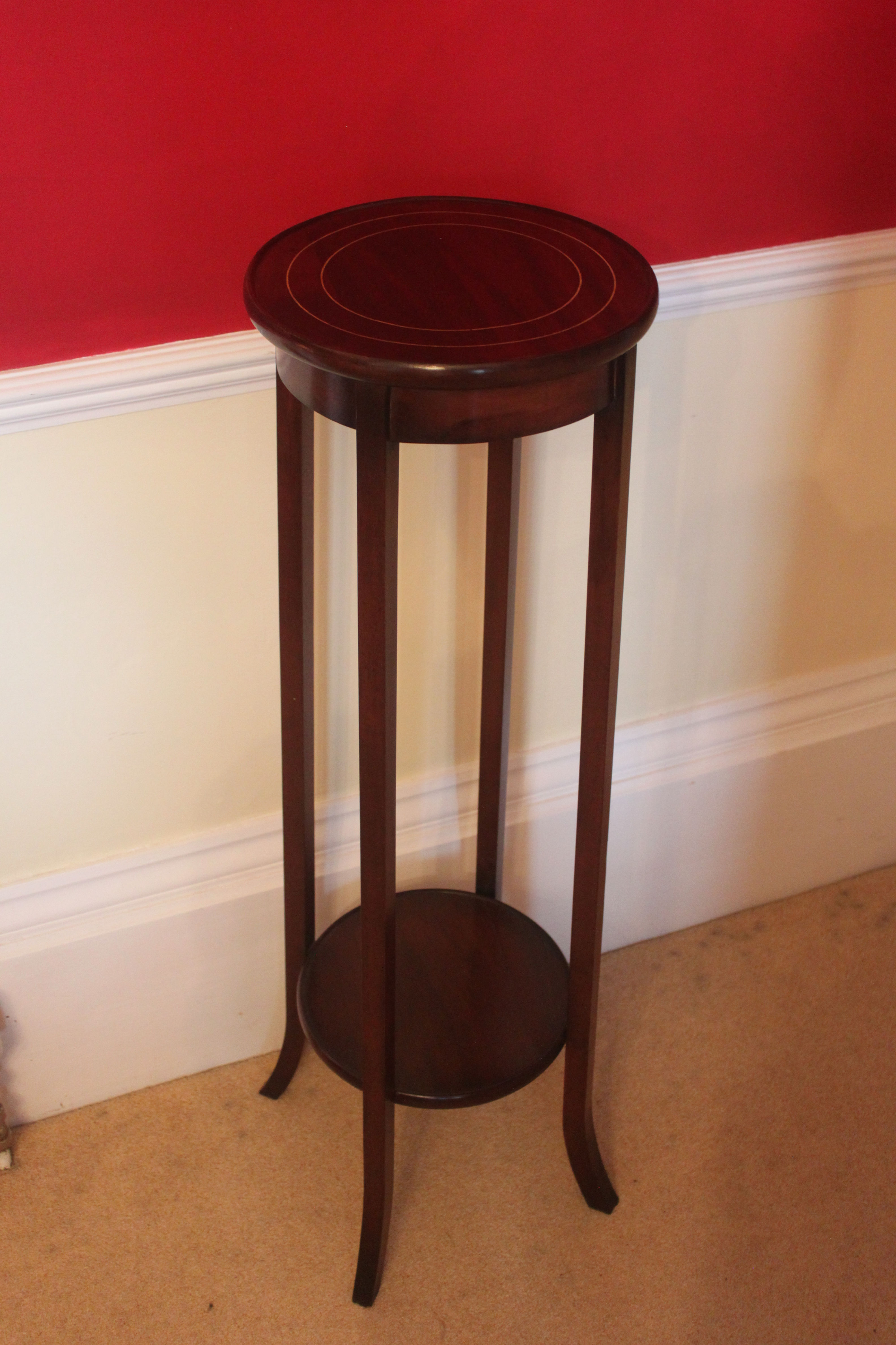 Edwardian mahogany line inlaid jardiniere stand