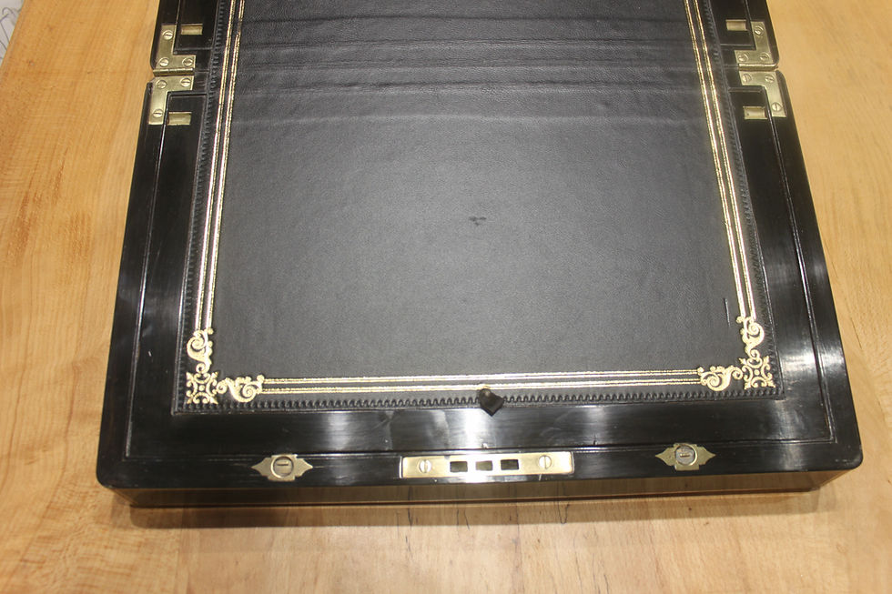 Thumbnail: A quality 19th century Coromandel and brass bound writing slope 4901