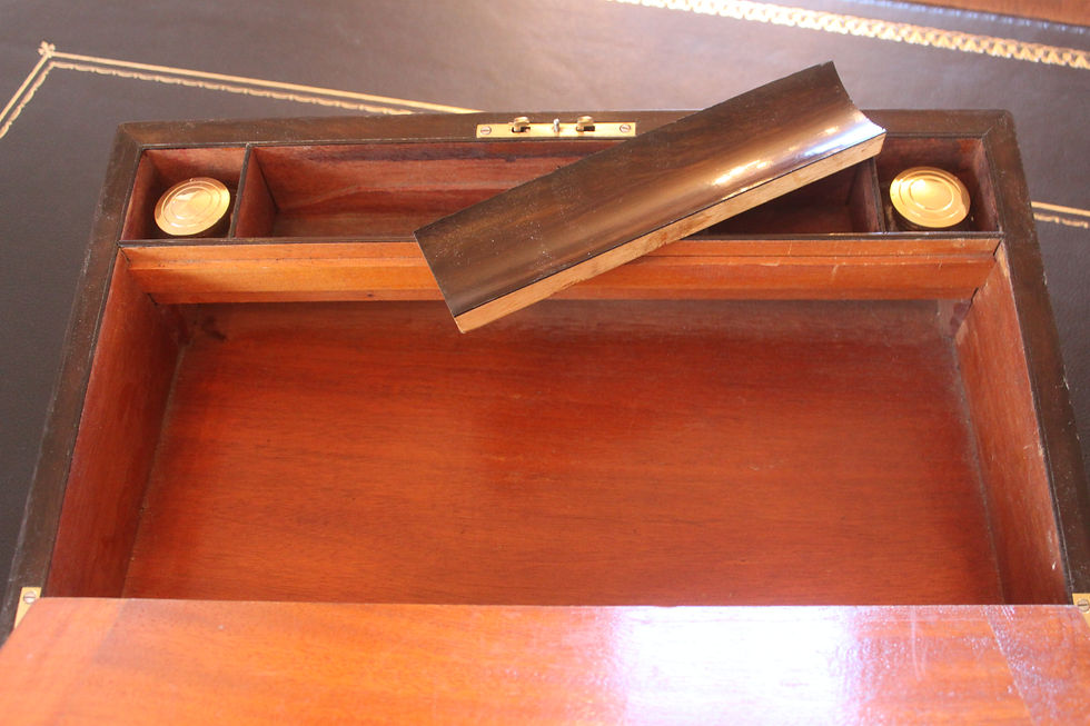 Thumbnail: Victorian figured walnut writing slope with brass corners