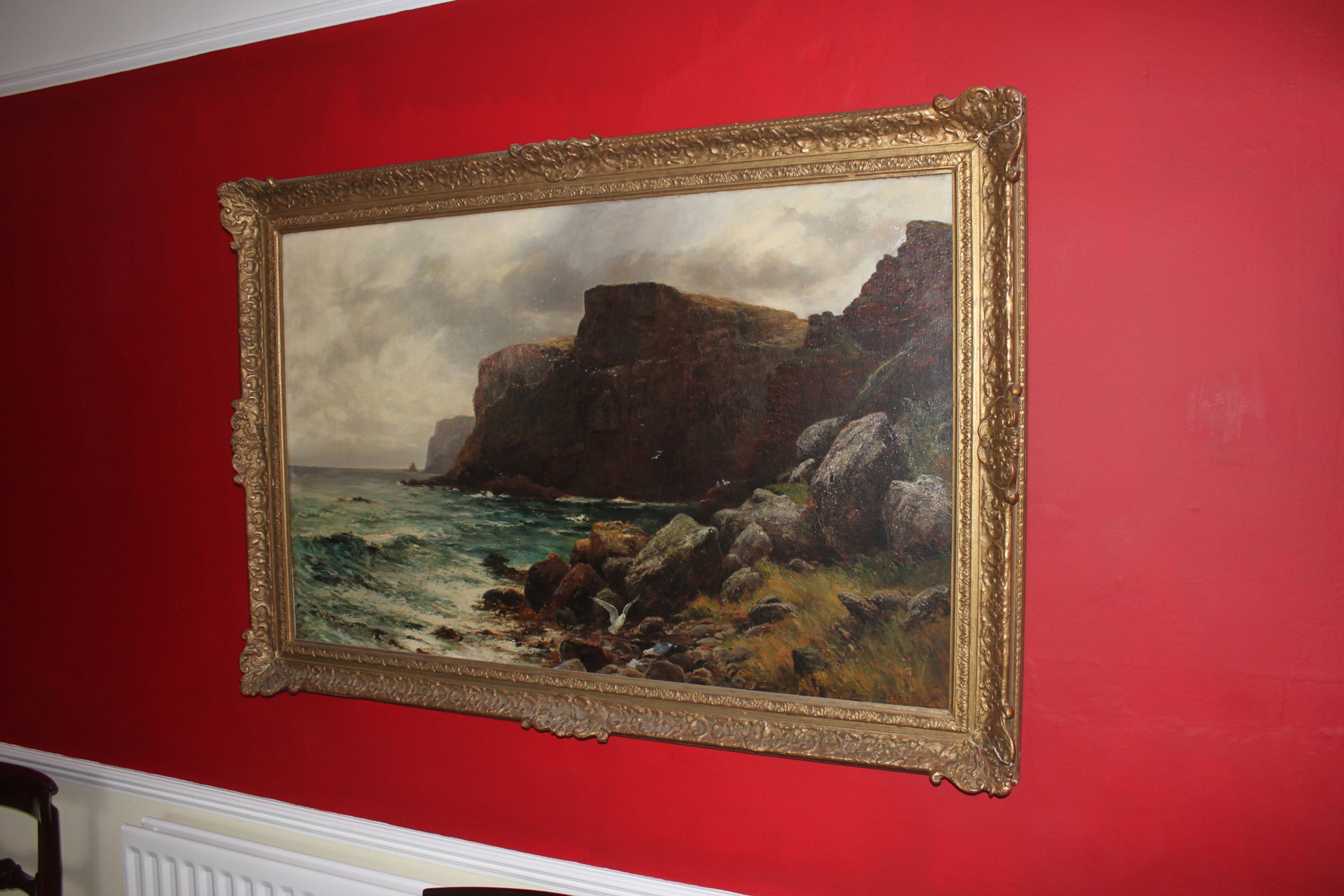 Oil on canvas. Douglas Adams. A coastal scene with